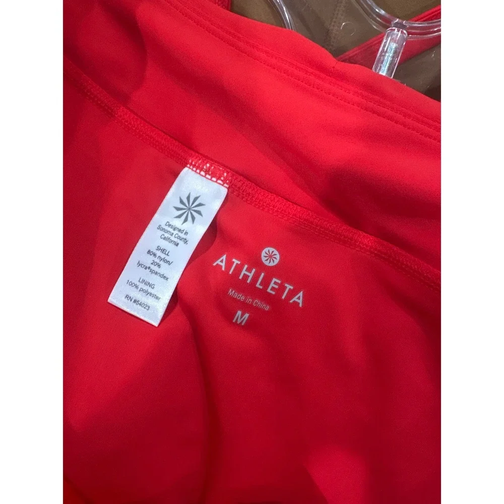NWT Athleta Shirred Band Swim Skirt Red Size Medium